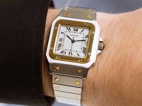 cartier santos gold on wrist|cartier santos 29mm automatic.